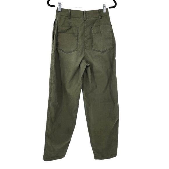 Aritzia Wilfred Free Army Green High Rise Cargo Slim Leg Pleated Pants Size 2 - Picture 4 of 4